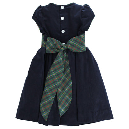 Bailey Boys Girls Navy Blue Cord Dress - Holiday Watson Plaid Sash by Bailey Boys