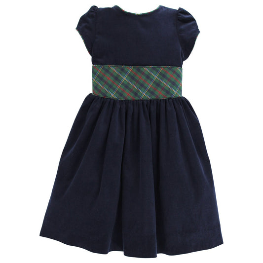 Bailey Boys Girls Navy Blue Cord Dress - Holiday Watson Plaid Sash by Bailey Boys