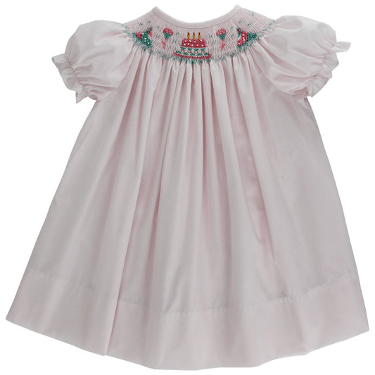 Bailey Boys Baby Girls Pink Smocked Happy Birthday Dress - Bishop by Bailey Boys