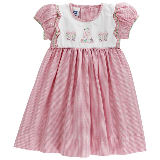 Bailey Boys Girls Pink Check Birthday Celebration Embroidered Party Dress by Bailey Boys