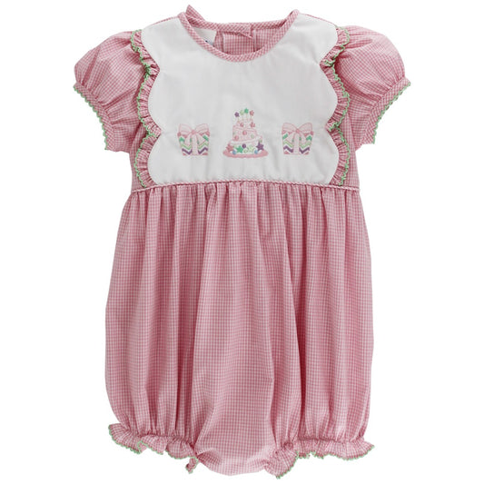 Bailey Boys Baby Girls Pink Check Happy Birthday Embroidered Bubble by Bailey Boys