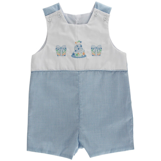 Bailey Boys Baby Blue Check Birthday Party Embroidered Jon Jon by Bailey Boys