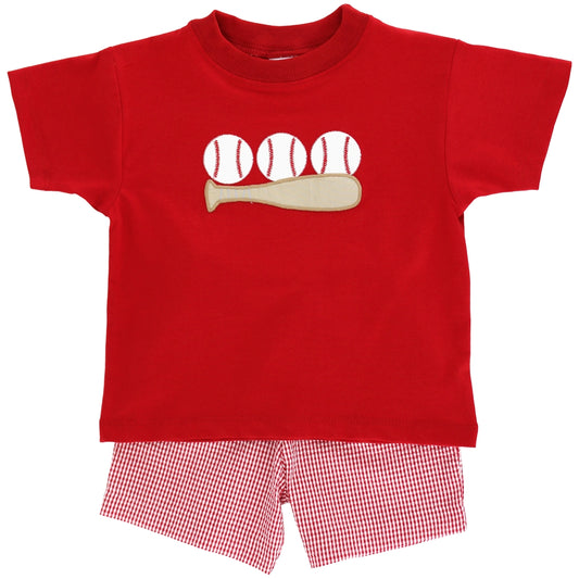 Bailey Boys Toddler Red Baseball Theme Shorts Set by Bailey Boys