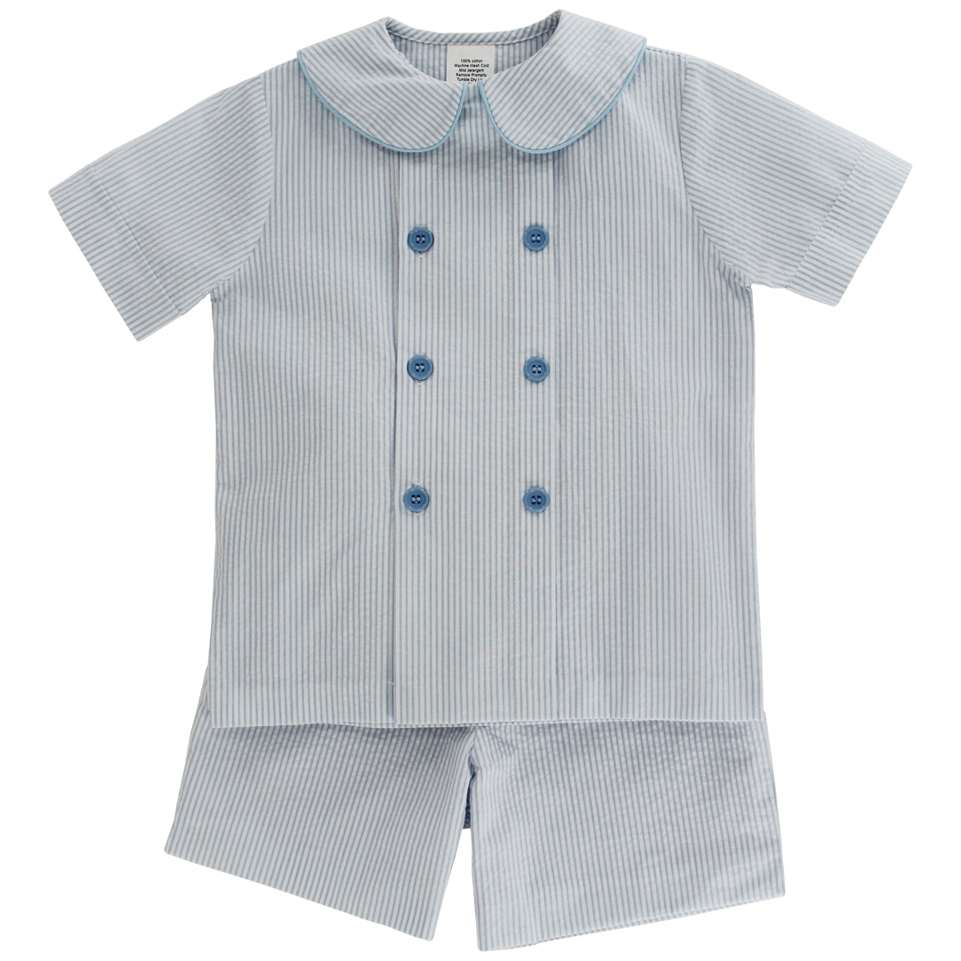 Bailey Boys Blue Stripe Sunday Stroll Dressy Shorts Set