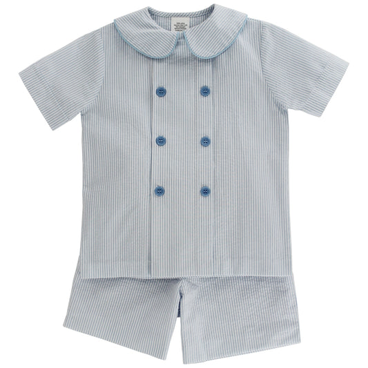 Bailey Boys Blue Stripe Sunday Stroll Dressy Shorts Set by Bailey Boys