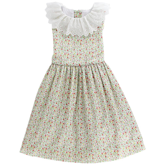 Bailey Boys Girls Sleeveless Coral Cottage Floral Dress - Eyelet Collar by Bailey Boys