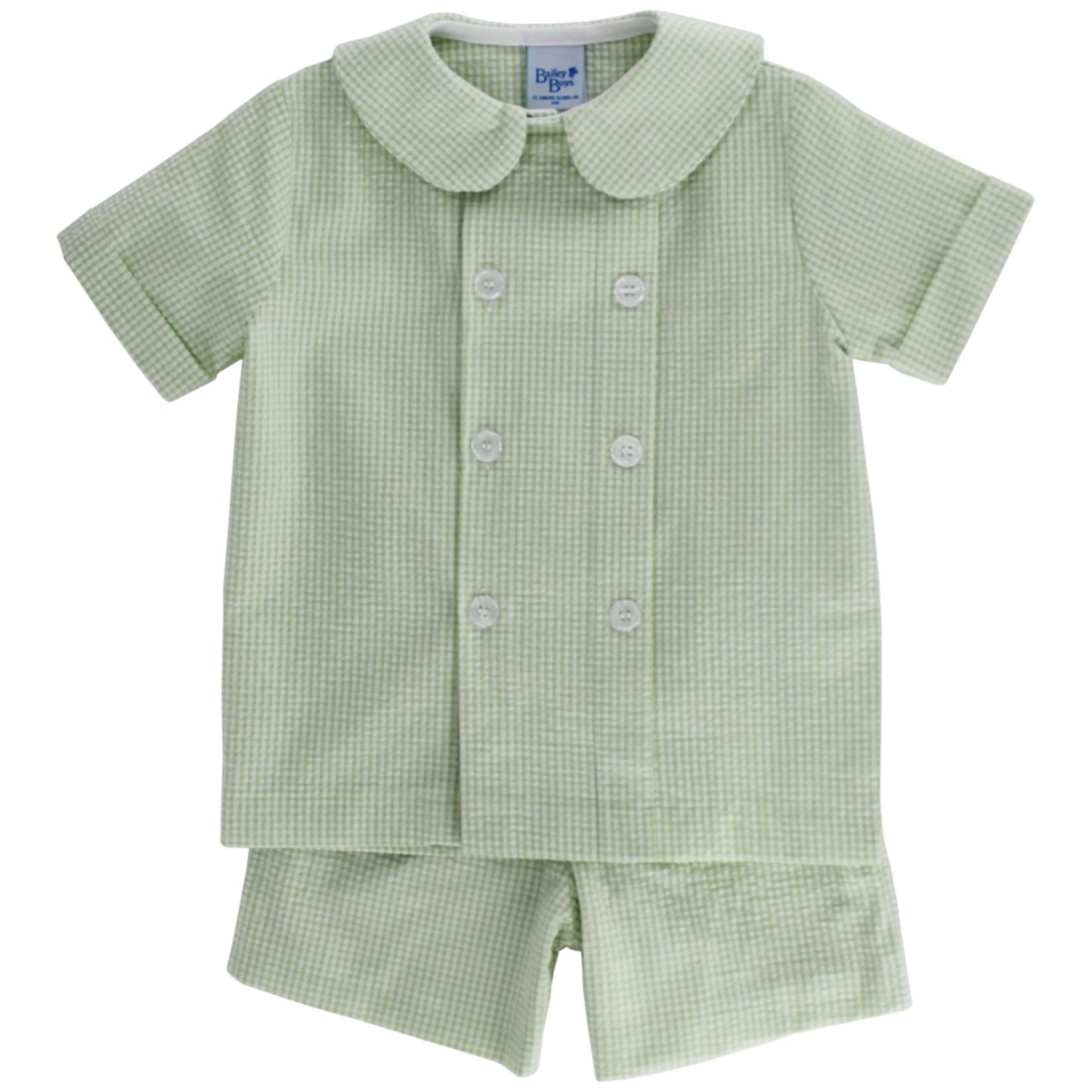 Bailey Boys Dressy Shorts Set - Grass Green Seersucker by Bailey Boys