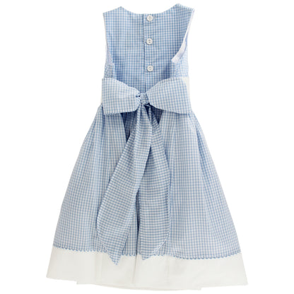 Bailey Boys Girls Blue Belle Check Sleeveless Dress - Embroidery & Sash by Bailey Boys