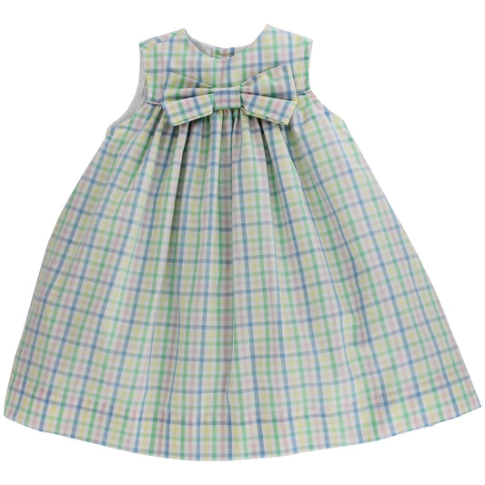 Bailey Boys Toddler Girls Sleeveless Dress with Bow - Harlow Pastel Plaid by Bailey Boys