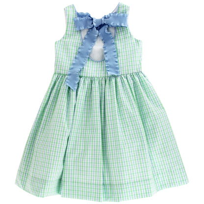 Bailey Boys Girls Sleeveless Dress with Blue Bow on Back - Bridgewater Green & Blue Plaid by Bailey Boys