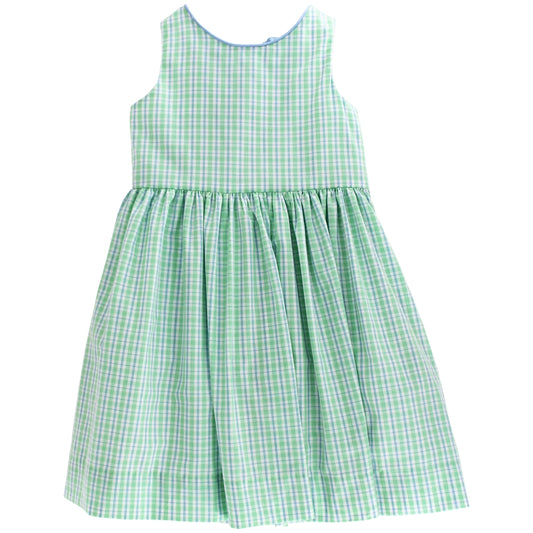 Bailey Boys Girls Sleeveless Dress with Blue Bow on Back - Bridgewater Green & Blue Plaid by Bailey Boys