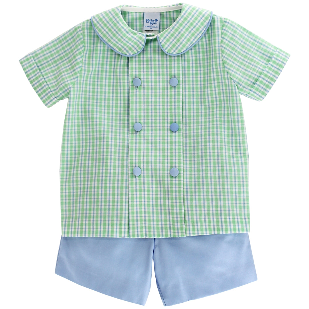 Bailey Boys Dressy Shorts Set - Bridgewater Green & Blue Plaid by Bailey Boys