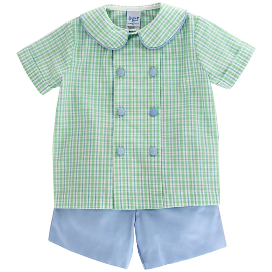 Bailey Boys Dressy Shorts Set - Bridgewater Green & Blue Plaid by Bailey Boys