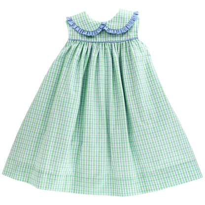 Bailey Boys Toddler Girls Dress with Collar - Blue Bow on Back - Bridgewater Green & Blue Plaid by Bailey Boys