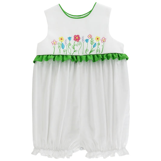 Bailey Boys Baby Girls White Spring Fling Flower Embroidery Bubble by Bailey Boys