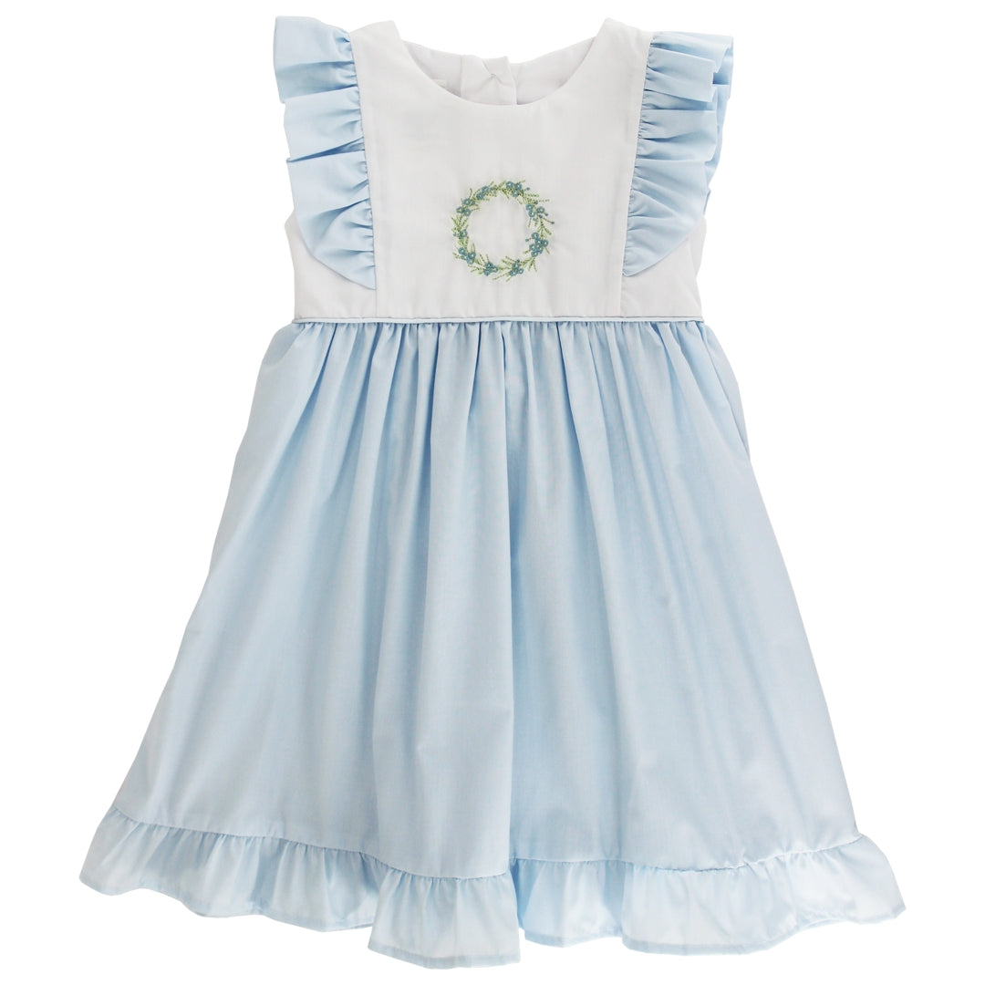 Bailey Boys Girls Blue Embroidery Wreath Pinafore Dress by Bailey Boys
