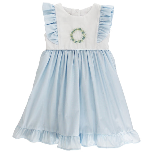 Bailey Boys Girls Blue Embroidery Wreath Pinafore Dress by Bailey Boys