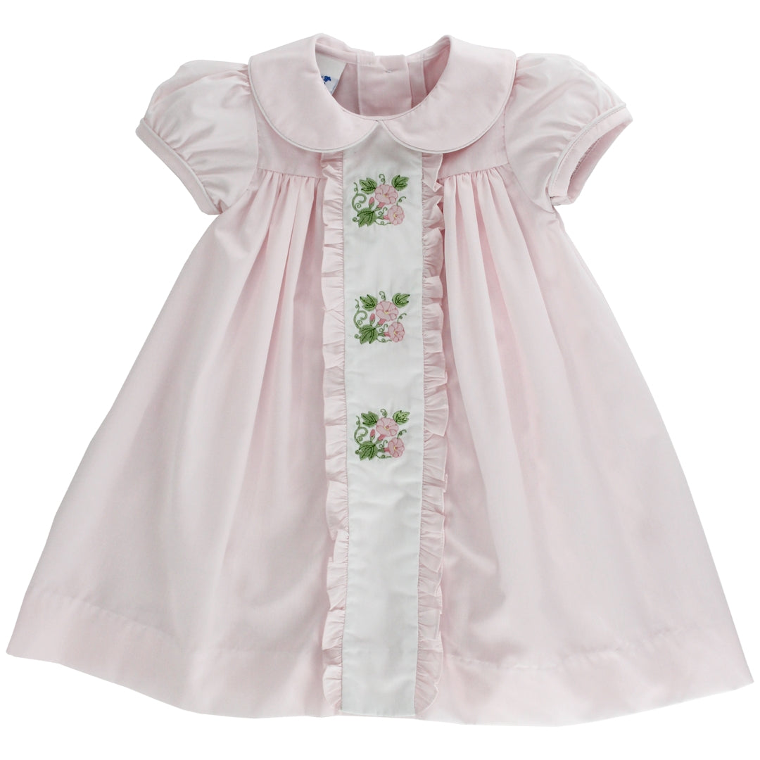 Bailey Boys Toddler Girls Pink Morning Glory Flowers Dress with Collar by Bailey Boys