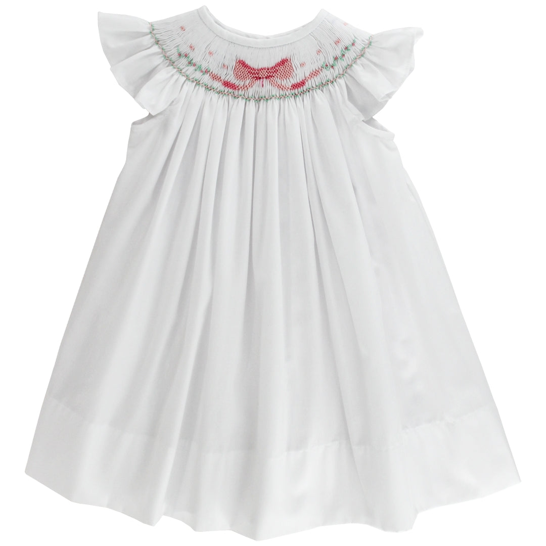Bailey Boys Baby Girls White Smocked Pink Bow Bishop Dress by Bailey Boys