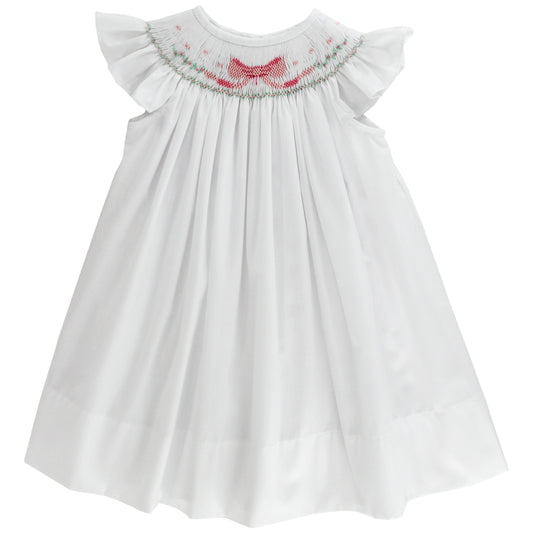 Bailey Boys Baby Girls White Smocked Pink Bow Bishop Dress by Bailey Boys