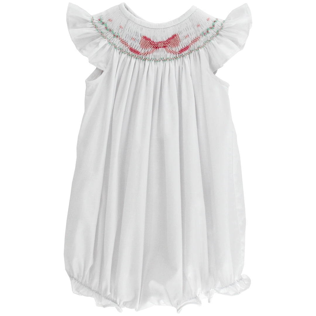 Bailey Boys Baby Girls White Smocked Pink Bow Bubble by Bailey Boys