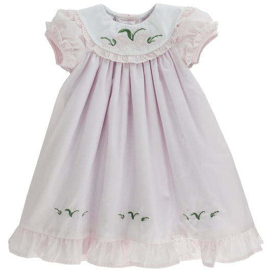 Bailey Boys Girls Pink Embroidered Lily of the Valley Platter Collar Dress by Bailey Boys