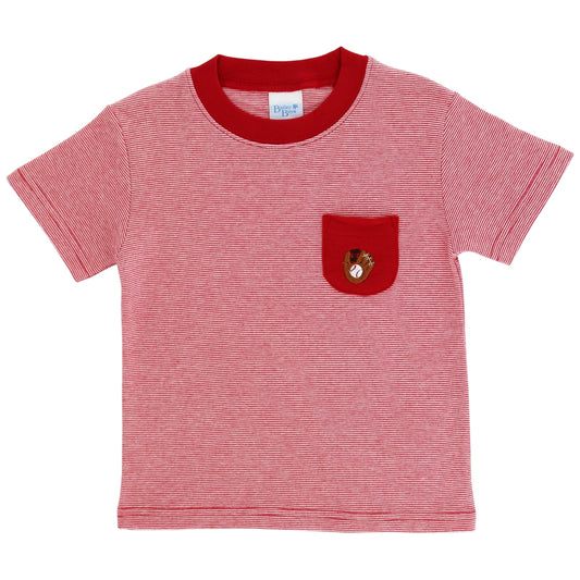 Bailey Boys Red Striped Pocket Tee Shirt - Baseball by Bailey Boys