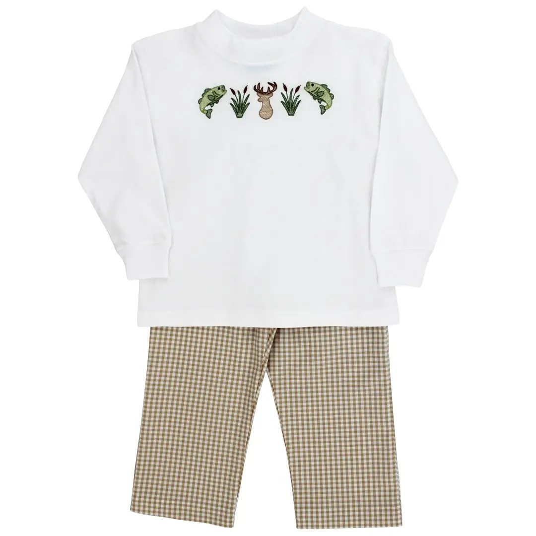 Bailey Boys Tan Check Field & Stream Pants Set