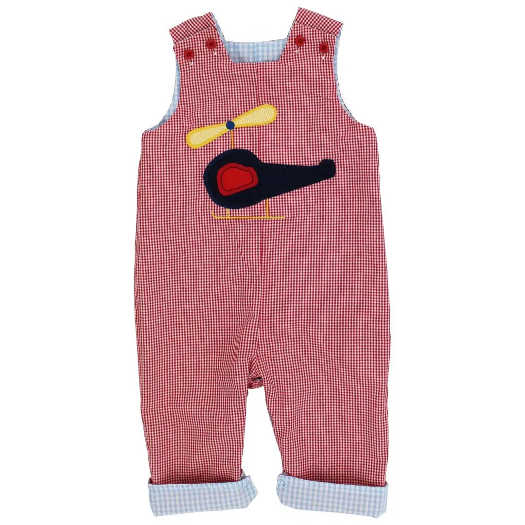 Bailey Boys Light Blue Reversible Santa Face Longall - Reverses to Red Helicopter