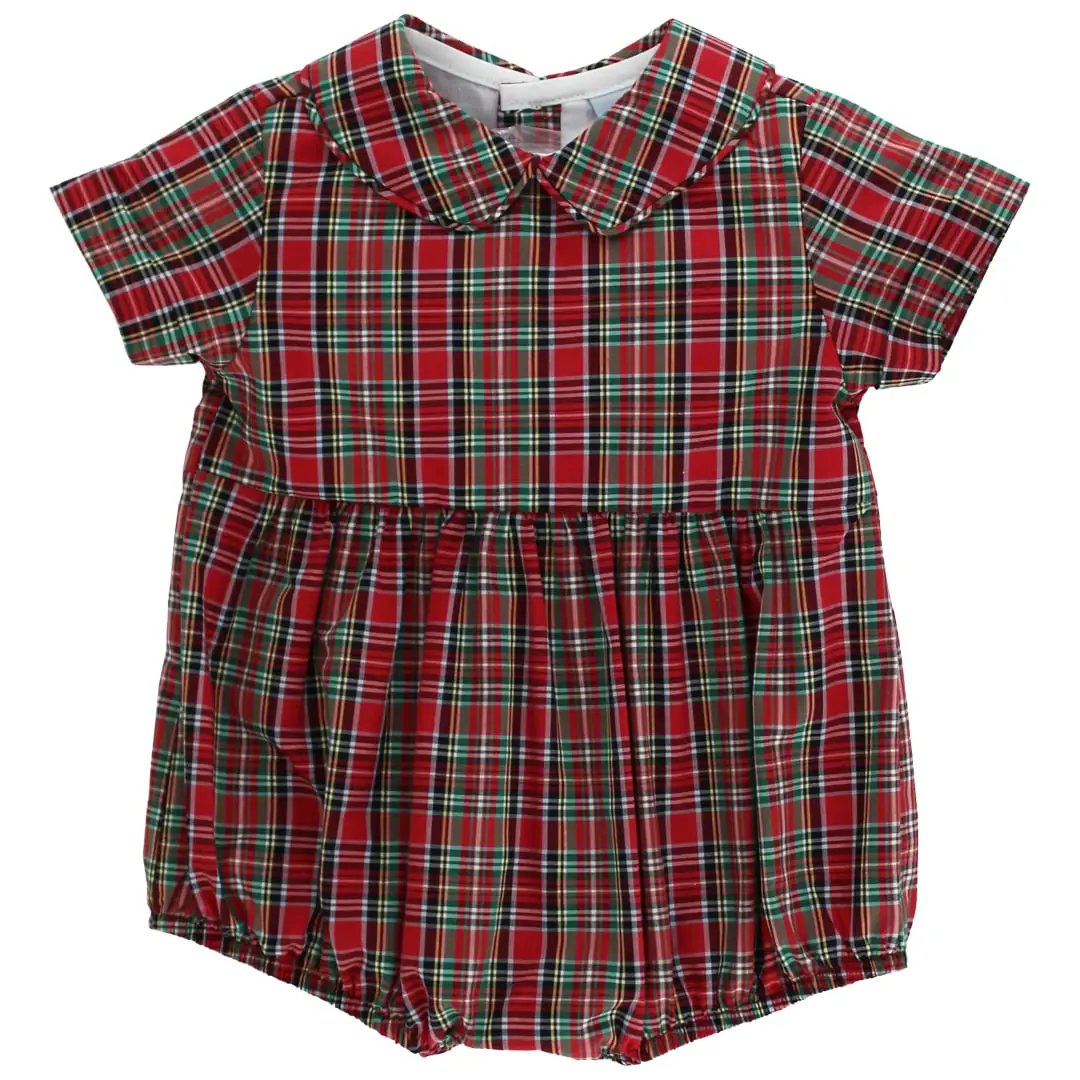 Bailey Boys Baby Dressy Bubble - Red Holiday Plaid Tartan by Bailey Boys