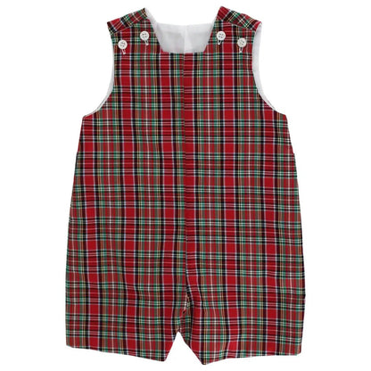 Bailey Boys Red Holiday Plaid Tartan Shortall with Tabs by Bailey Boys