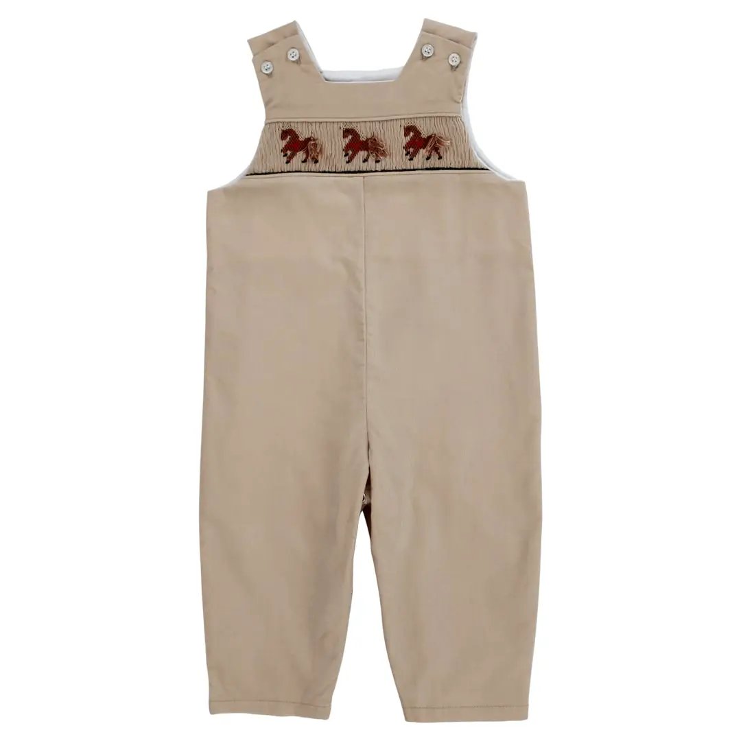 Bailey Boys Brown Check Smocked Horses Longall