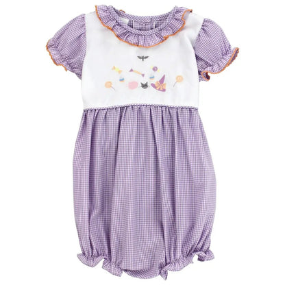 Bailey Boys Baby Girls Lavender Check Halloween Trick or Treat Bubble by Bailey Boys