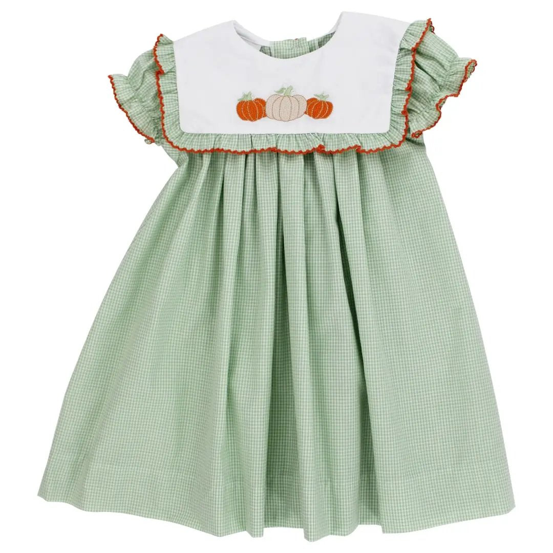 Bailey Boys Girls Green Check Harvest Pumpkins Float Dress by Bailey Boys