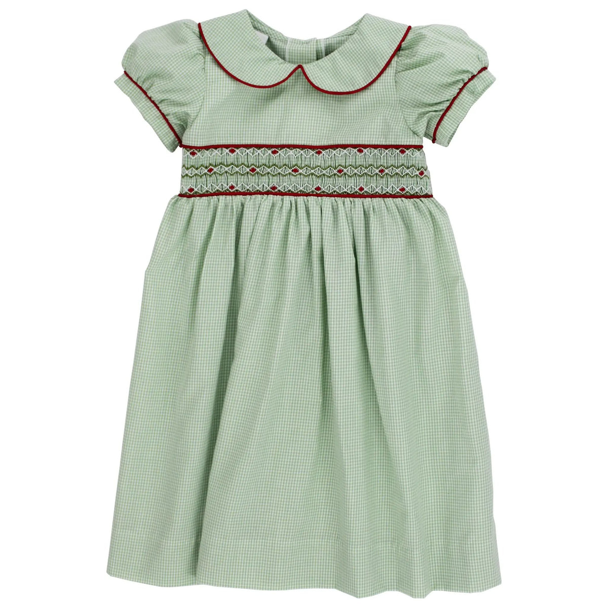 Bailey Boys Toddler Girls Mistletoe Green Dress - Smocked in Red by Bailey Boys