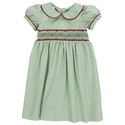 Bailey Boys Toddler Girls Mistletoe Green Dress - Smocked in Red by Bailey Boys