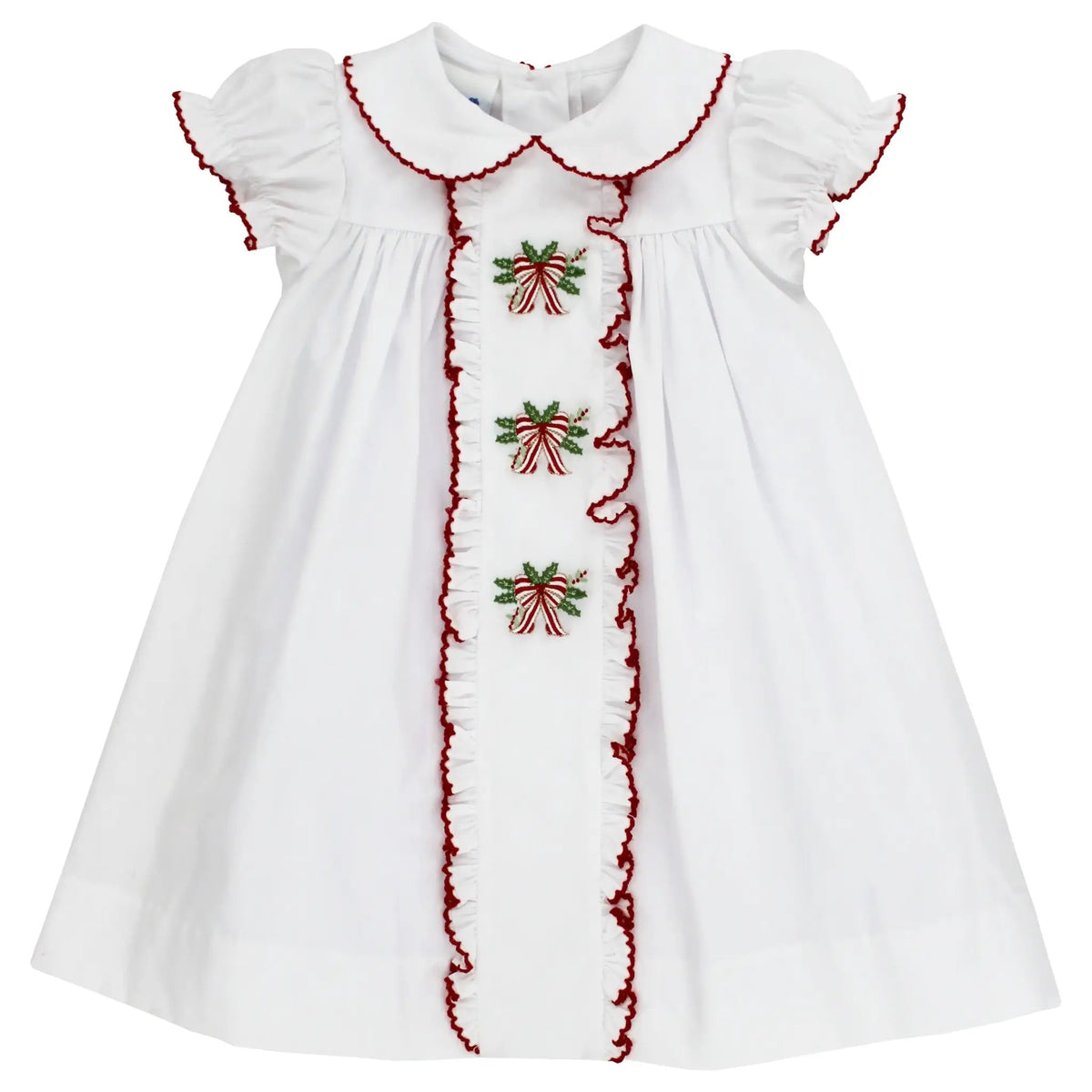 Bailey Boys Girls White Christmas Ribbon Front Dress by Bailey Boys