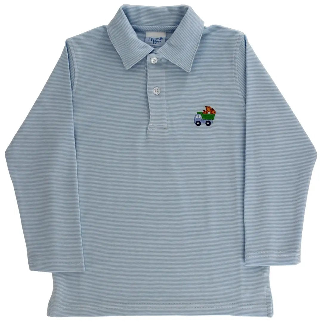J. Bailey Boys Long Sleeved Polo Shirt - Pumpkin Pick-Up Truck