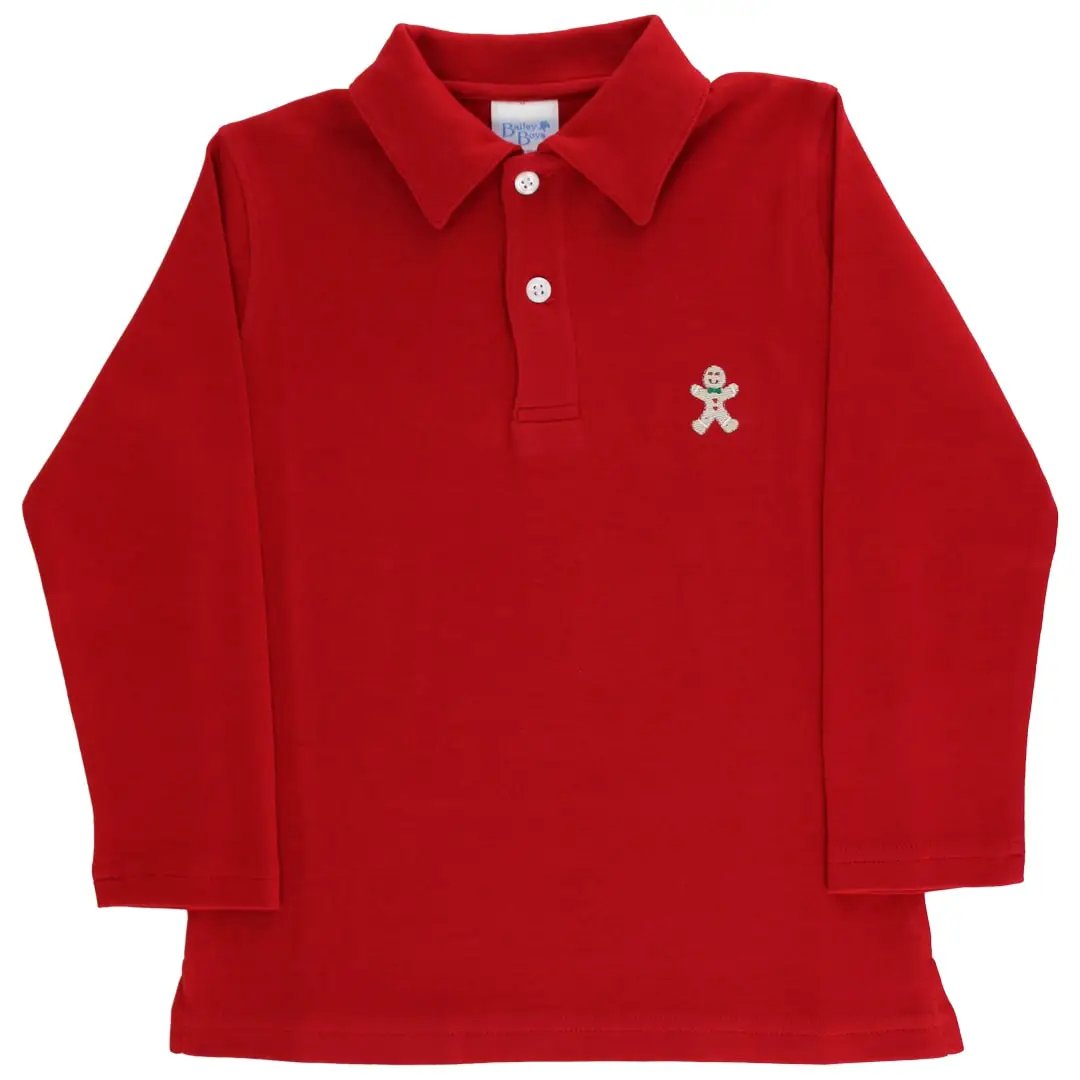 Bailey Boys Buddies Toddler Red Polo Shirt with Gingerbread Man by Bailey Boys