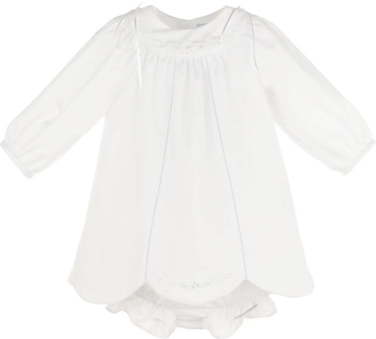 Luli & Me Girls Welcome Home Waves Dress - White with Ribbons