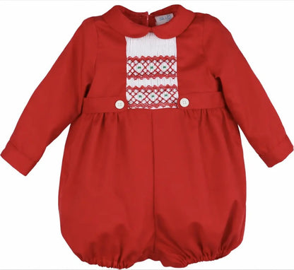 Luli & Me Boys Welcome Home Smocked Bubble - Red