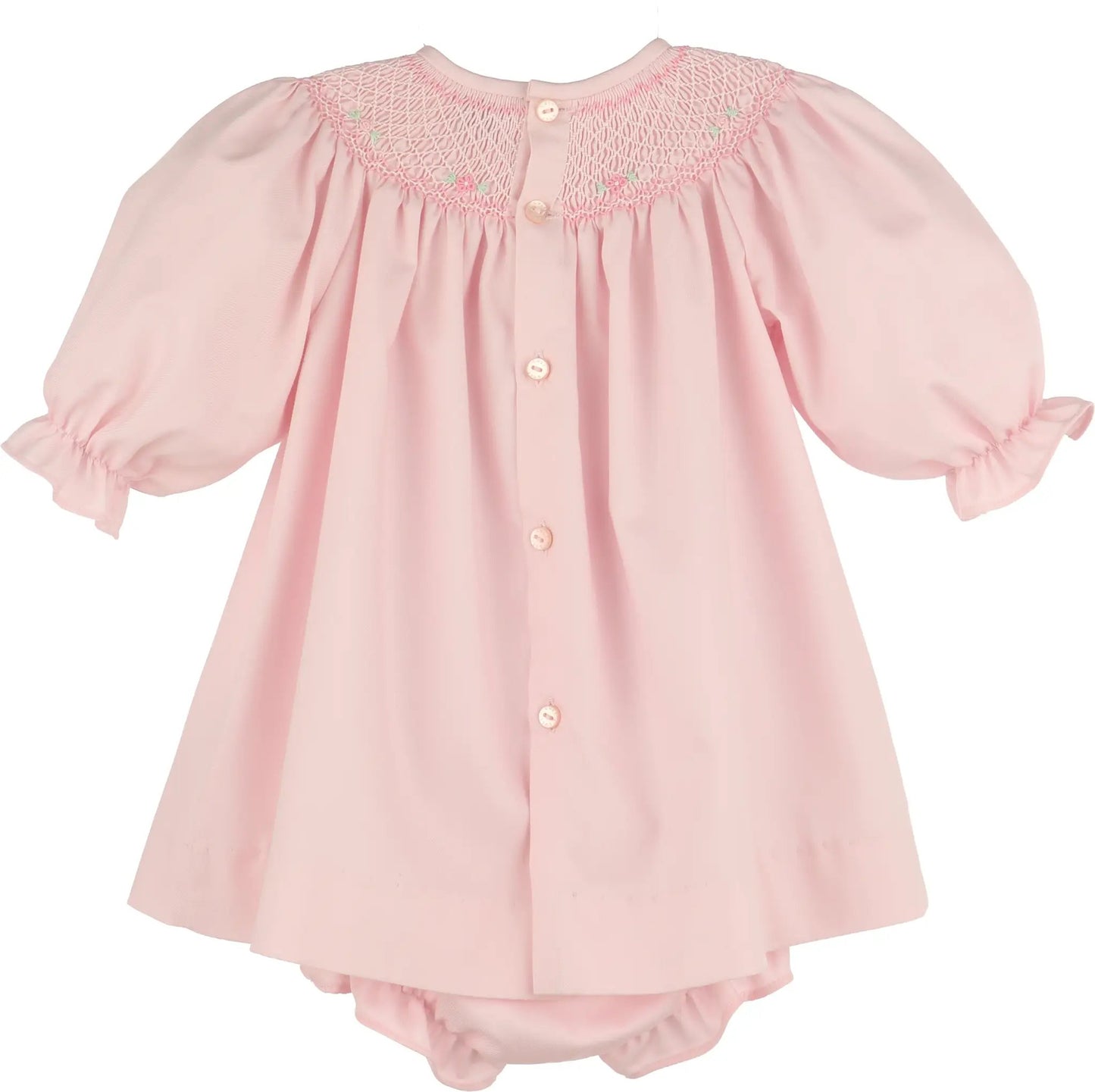 Luli & Me Girls Classic Smock Bishop Set - Pink