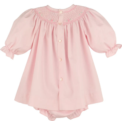 Luli & Me Girls Classic Smock Bishop Set - Pink