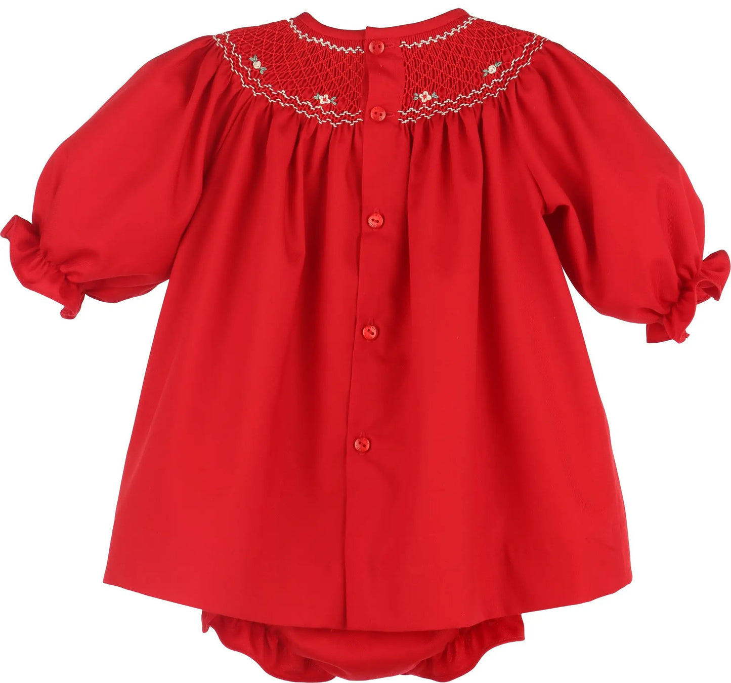Luli & Me Girls Classic Smock Bishop Set - Red