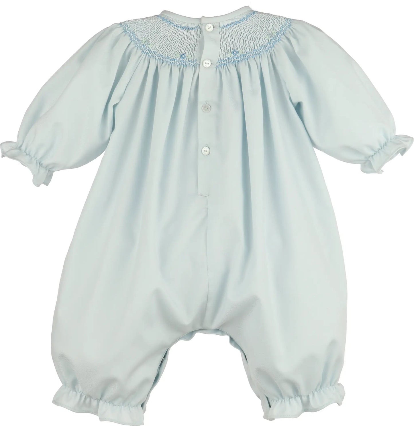 Luli & Me Girls Classic Smock Long Bubble - Blue