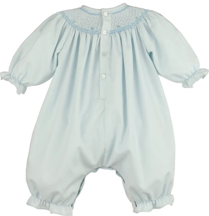 Luli & Me Girls Classic Smock Long Bubble - Blue