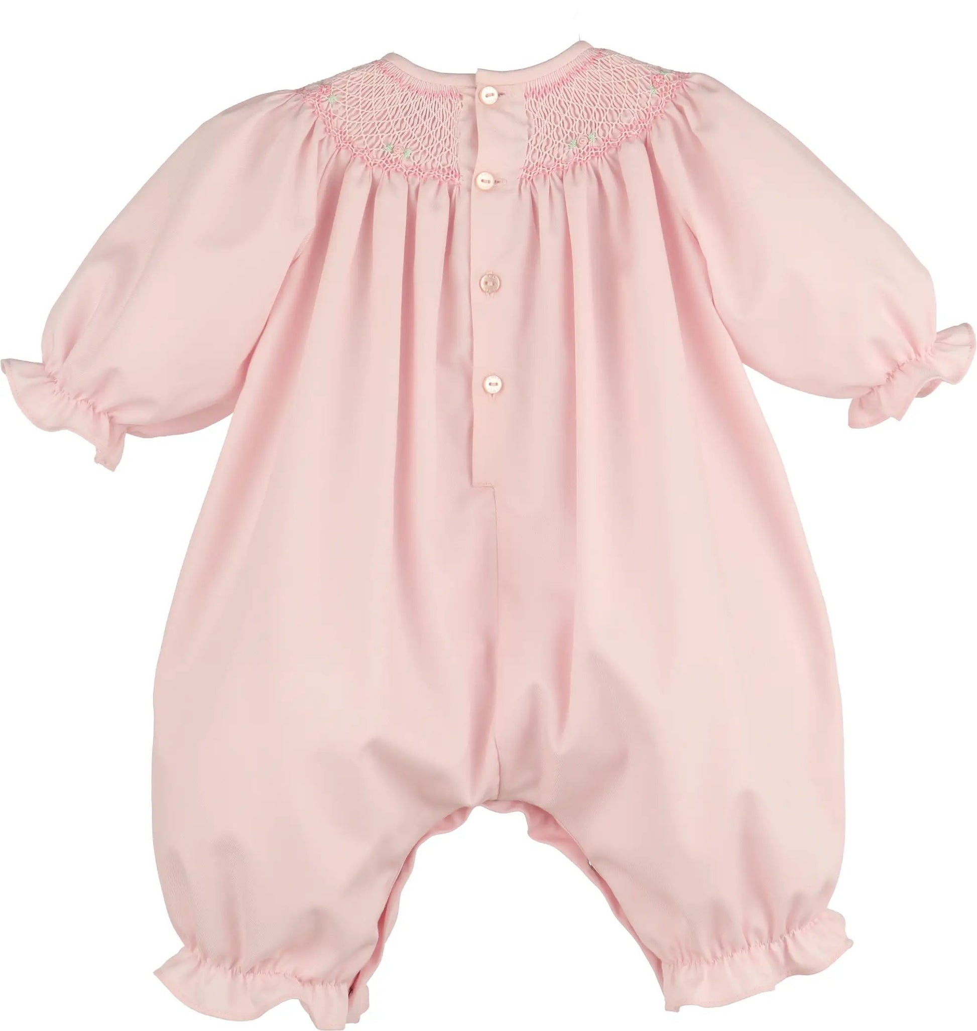 Luli & Me Girls Classic Smock Long Bubble - Pink