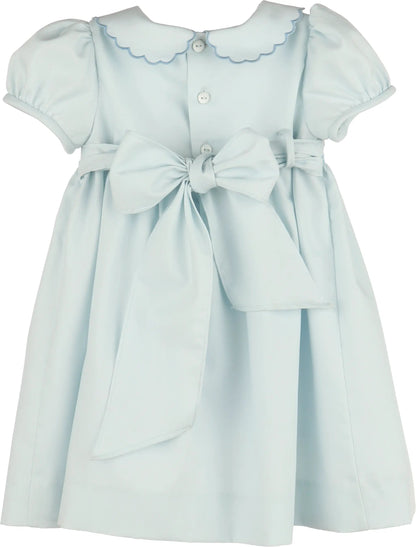 Luli & Me Girls Classic Smock Dress - Blue