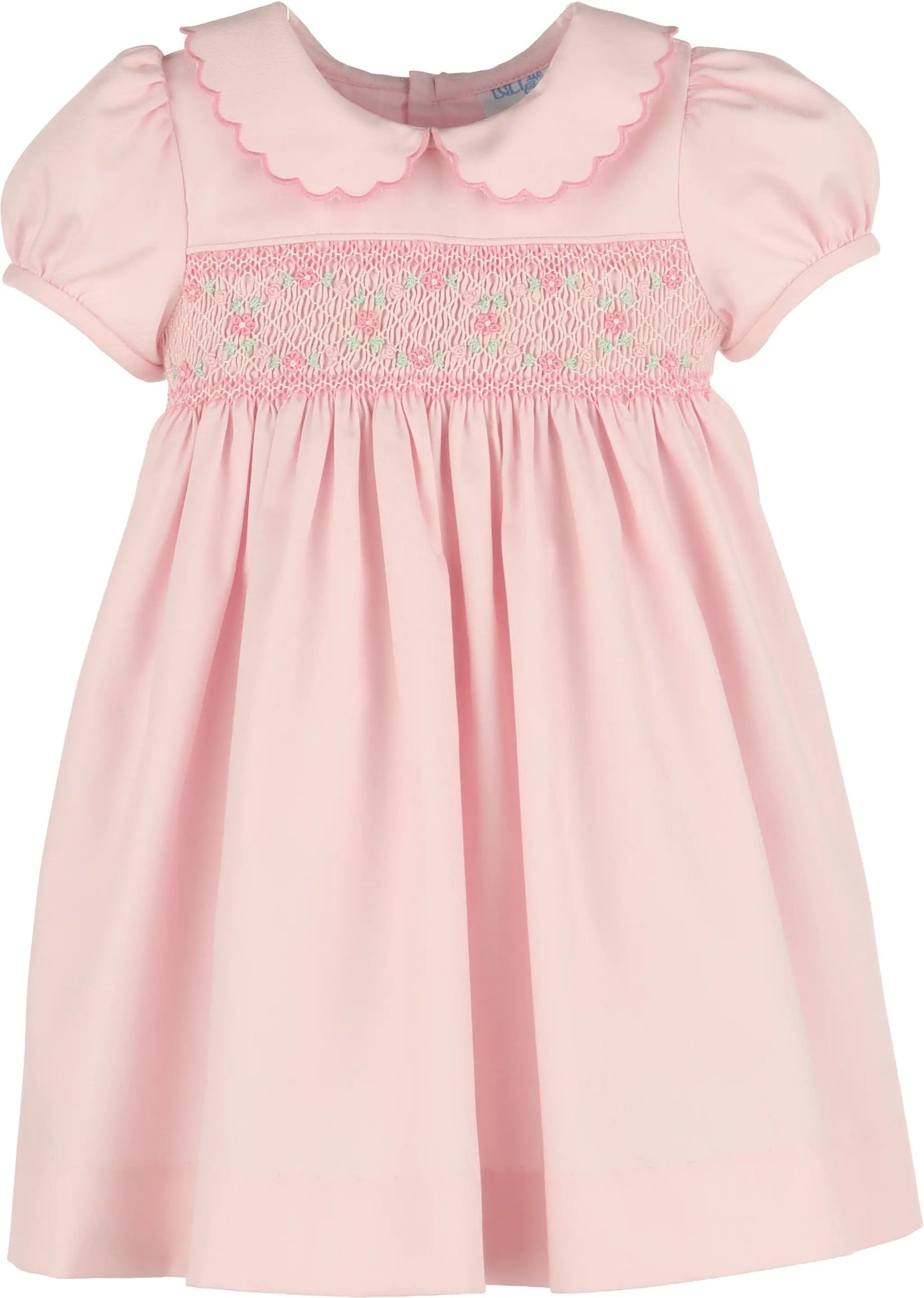 Luli & Me Girls Classic Smock Dress - Pink