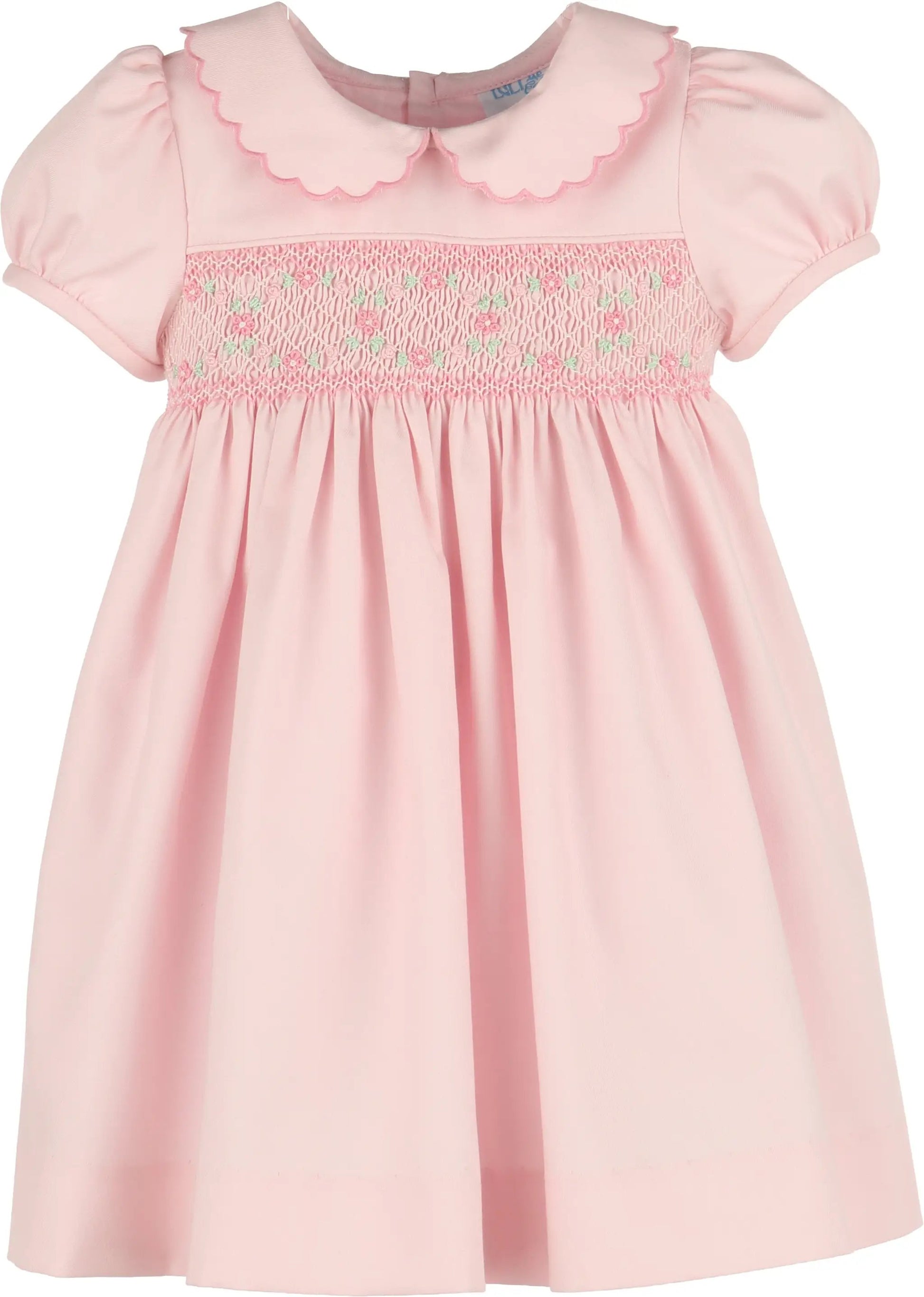 Luli & Me Girls Classic Smock Dress - Pink